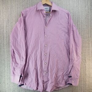 Charles Tyrwhitt Shirt Mens 16 35 Pink Geometric Extra Slim Fit Long Sleeve